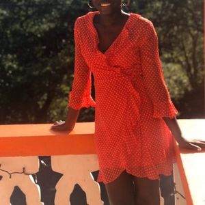 Red Polka dot wrap dress